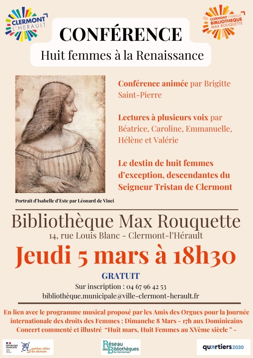 Image CONFÉRENCE - HUIT FEMMES A LA RENAISSANCE